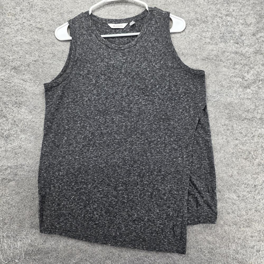 Athleta Tank Womens M Gray Crew Neck Sleeveless Relaxed Lightweight Jersey
